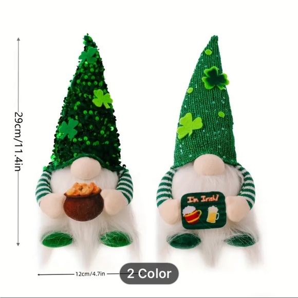 New St. Patrick’s Day light up gnome, holding a pot of gold - Picture 3 of 4